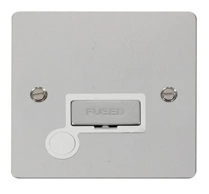 Flat Plate Polished Chrome Ingot 13A Connection Unit  + Flex - White Trim