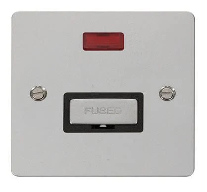 Flat Plate Polished Chrome Ingot 13A Connection Unit + Neon - Black Trim