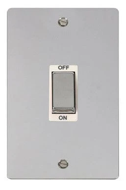 Flat Plate Polished Chrome Ingot 2 Gang 45A DP Switch - White Trim