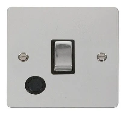 Flat Plate Polished Chrome Ingot 20A 1 Gang DP Switch + Flex - Black Trim