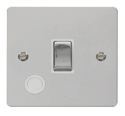 Flat Plate Polished Chrome Ingot 20A 1 Gang DP Switch + Flex   - White Trim