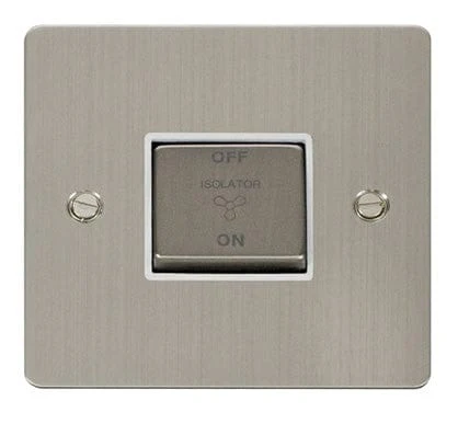 Flat Plate Stainless Steel Ingot 10A 3 Pole Fan Isolation Switch - White Trim