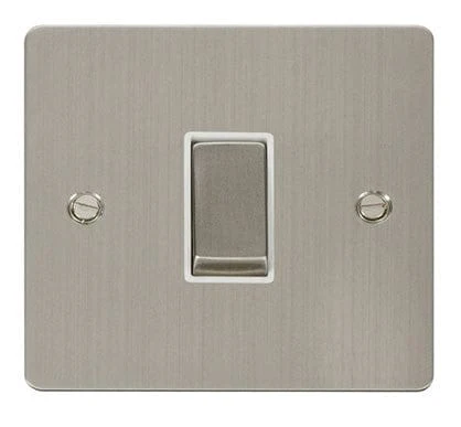 Flat Plate Stainless Steel Ingot 10AX 1 Gang 2 Way Light Switch - White Trim
