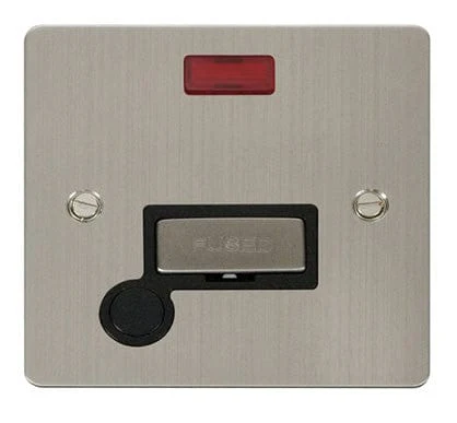 Flat Plate Stainless Steel Ingot 13A Connection Unit + Flex + Neon - Black Trim