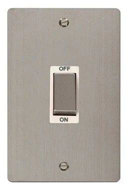 Flat Plate Stainless Steel Ingot 2 Gang 45A DP Switch - White Trim