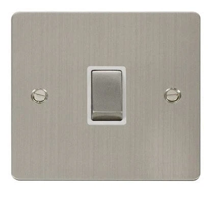 Flat Plate Stainless Steel Ingot 20A 1 Gang DP Switch - White Trim