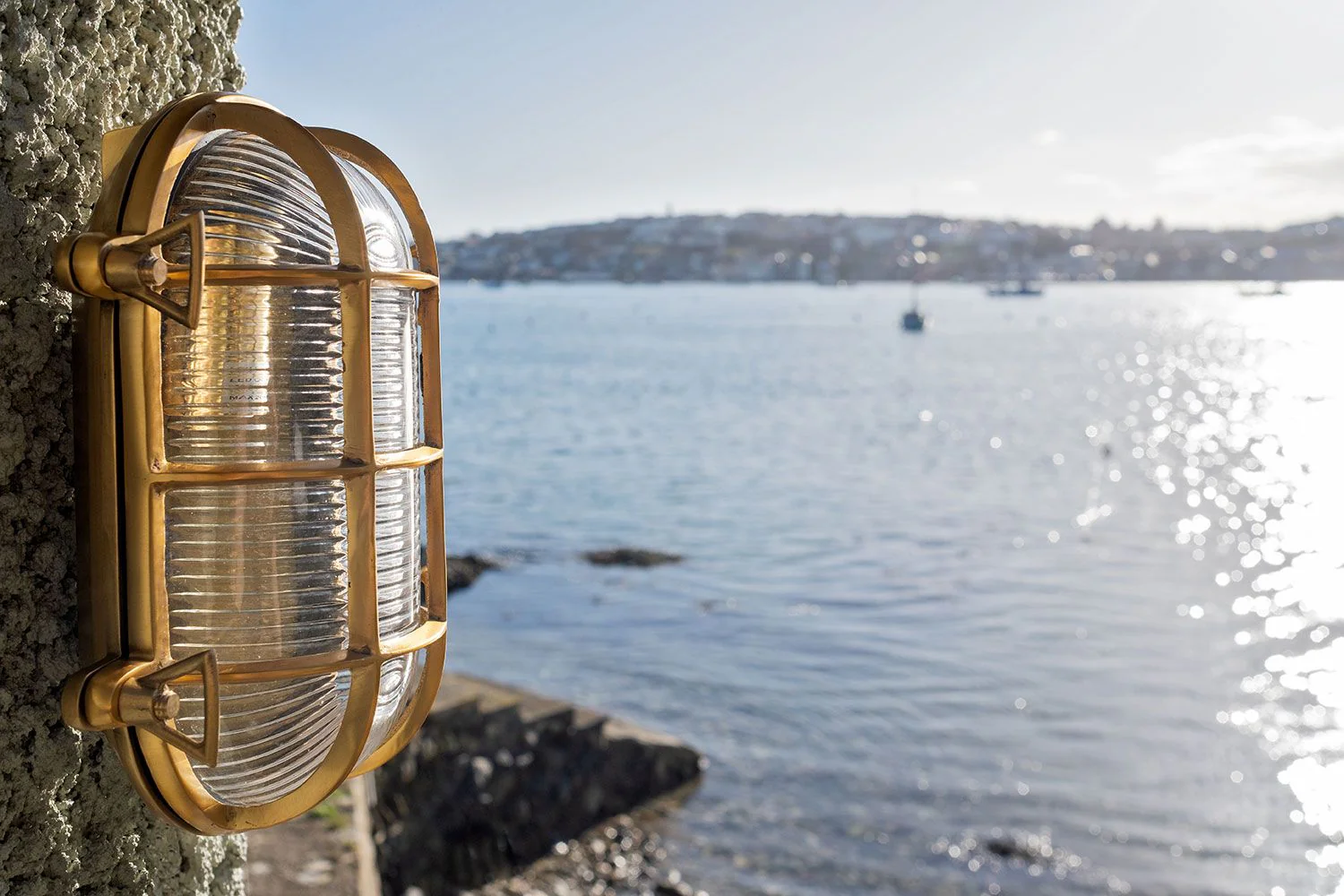 Flaxman Lacquered Brass IP66 Bulkhead Outdoor & Bathroom Wall Light - Image 11