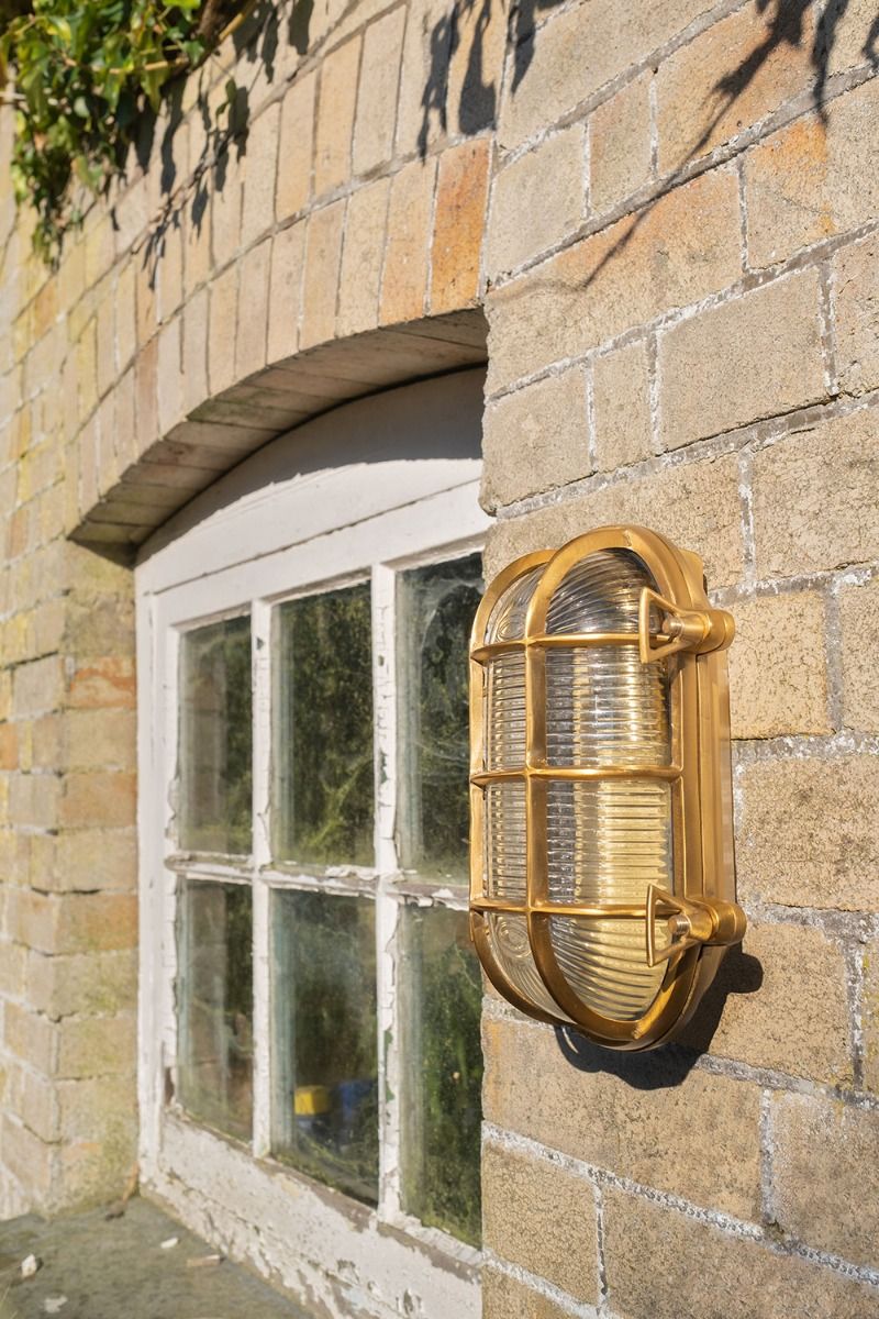 Flaxman Lacquered Brass IP66 Bulkhead Outdoor & Bathroom Wall Light - Image 12