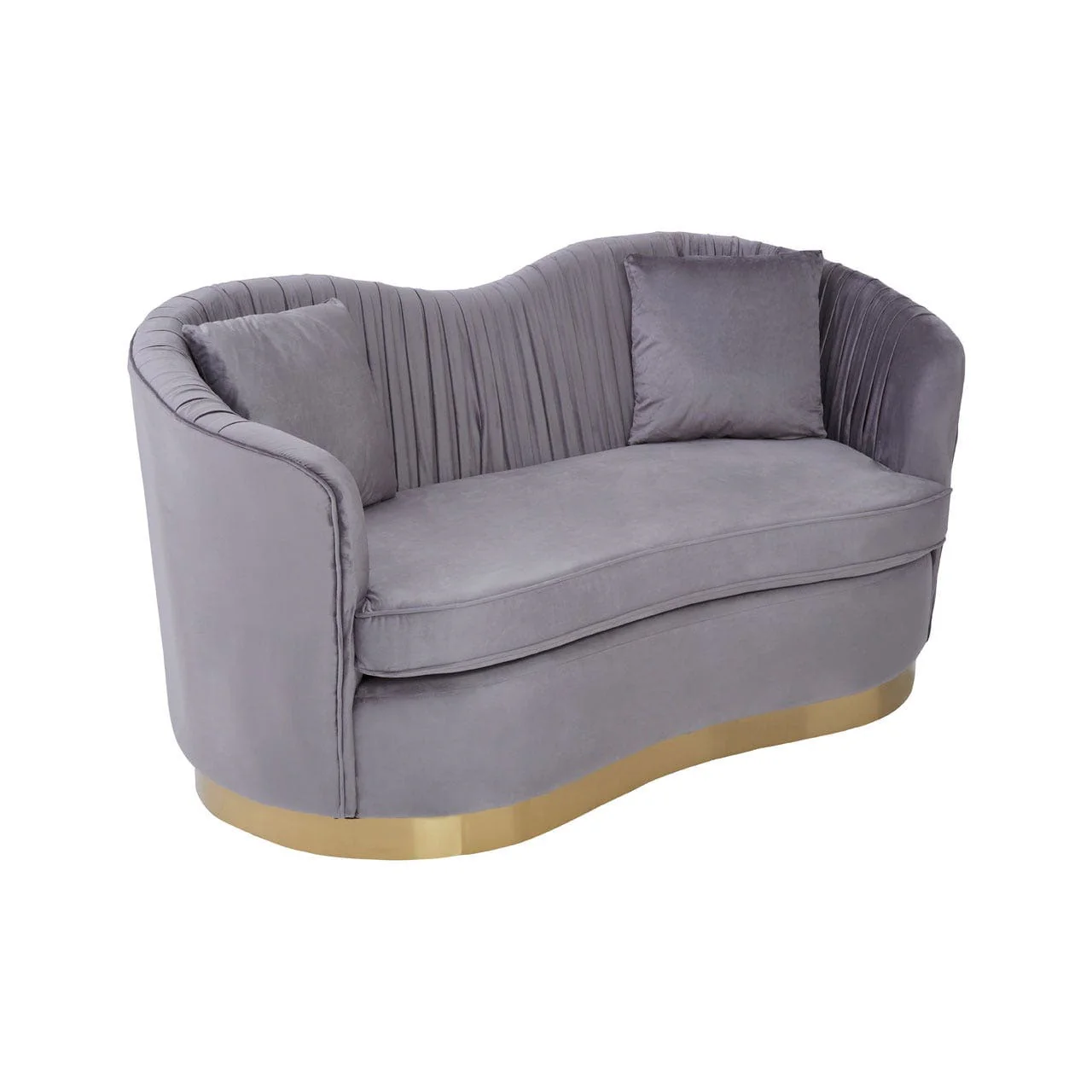 Franza 2 Seat Pleated Grey Velvet Sofa - Image 2