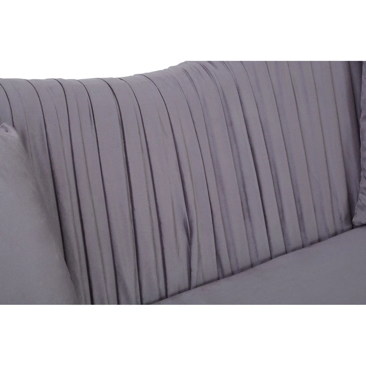 Franza 2 Seat Pleated Grey Velvet Sofa - Image 4