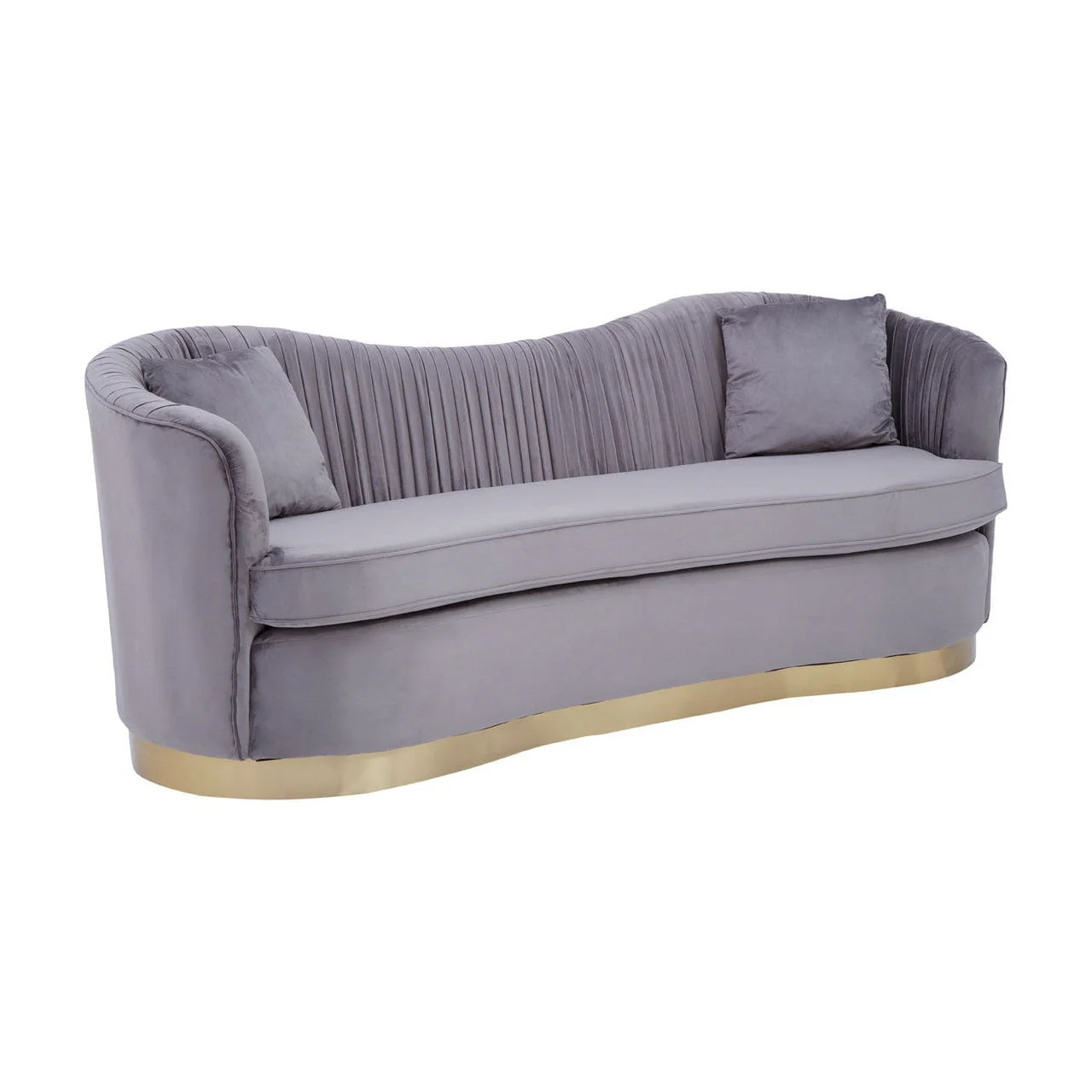 Franza 3 Seat Pleated Grey Velvet Sofa - Image 2