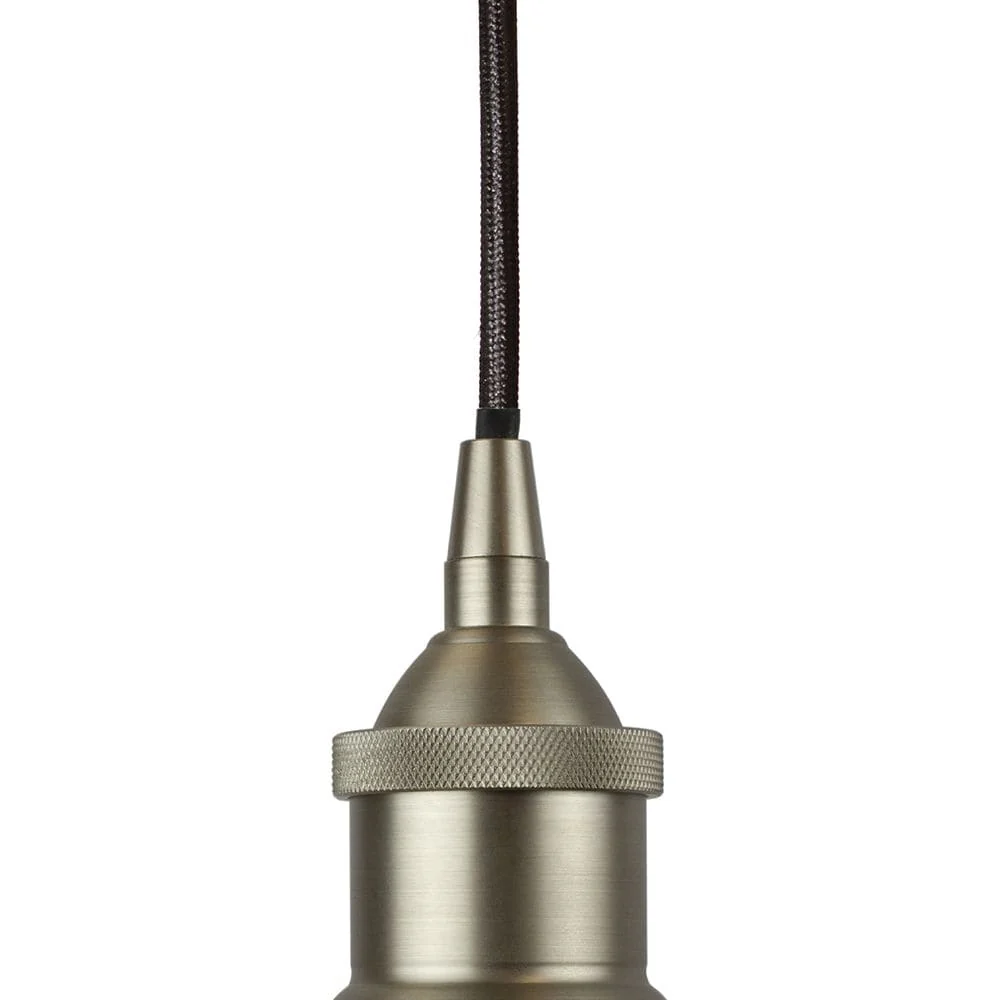 French Grey Small Trinity Metal Painted Pendant Light - Brushed Chrome Lamp Holder & Ceiling Rose - Image 4