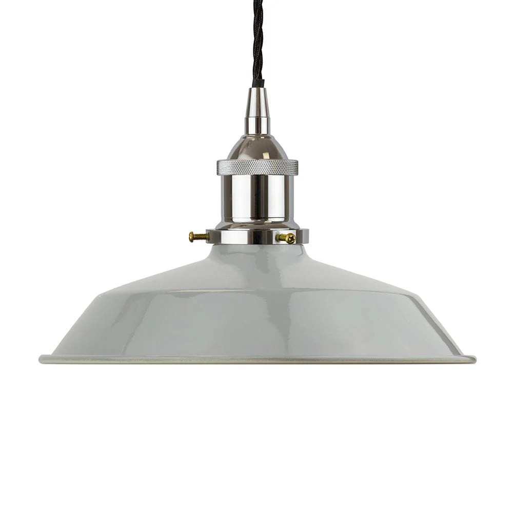French Grey Small Trinity Metal Painted Pendant Light - Nickel Lamp Holder & Ceiling Rose