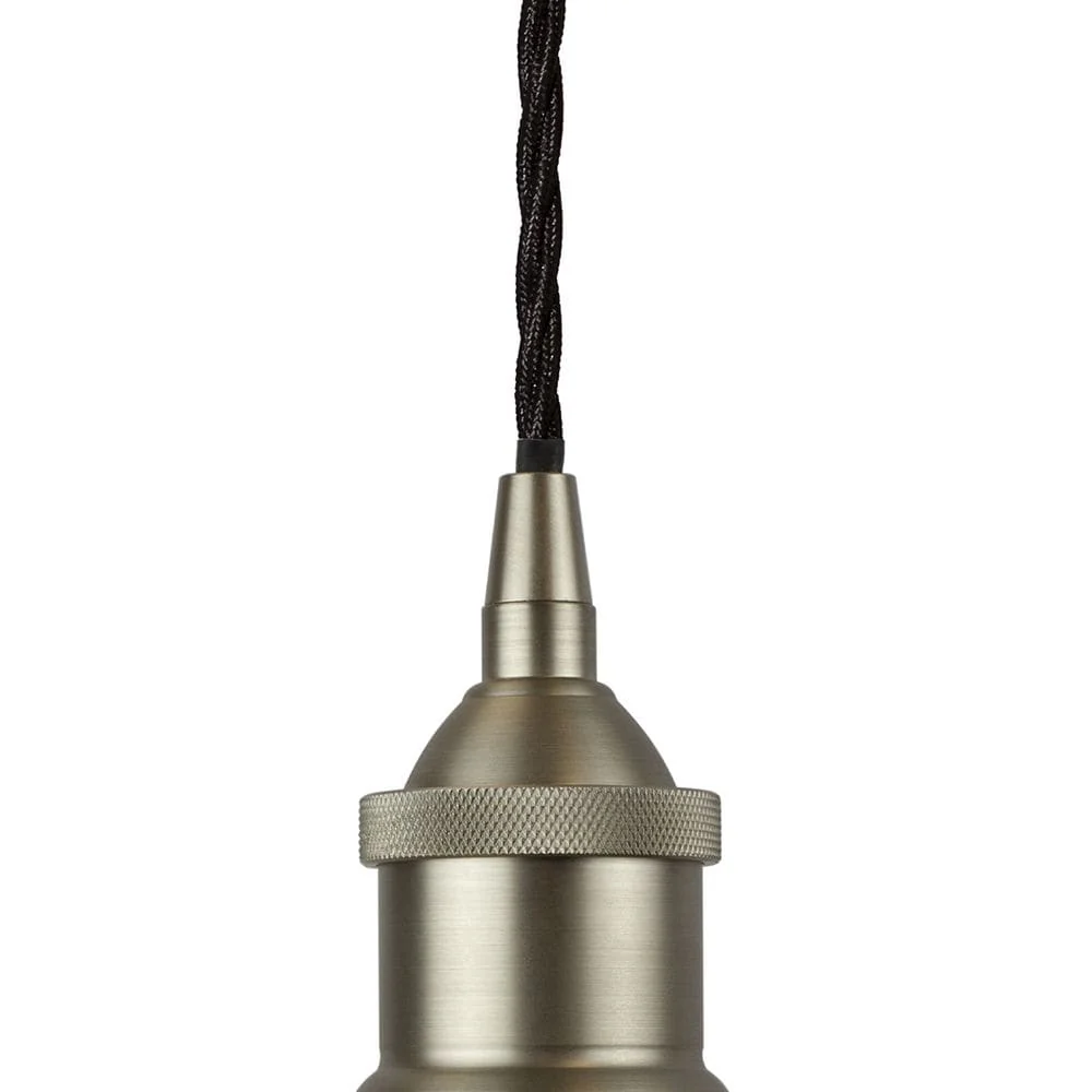 French Grey St Edmund's Painted Pendant Light - Brushed Chrome Lamp Holder & Ceiling Rose - Image 2