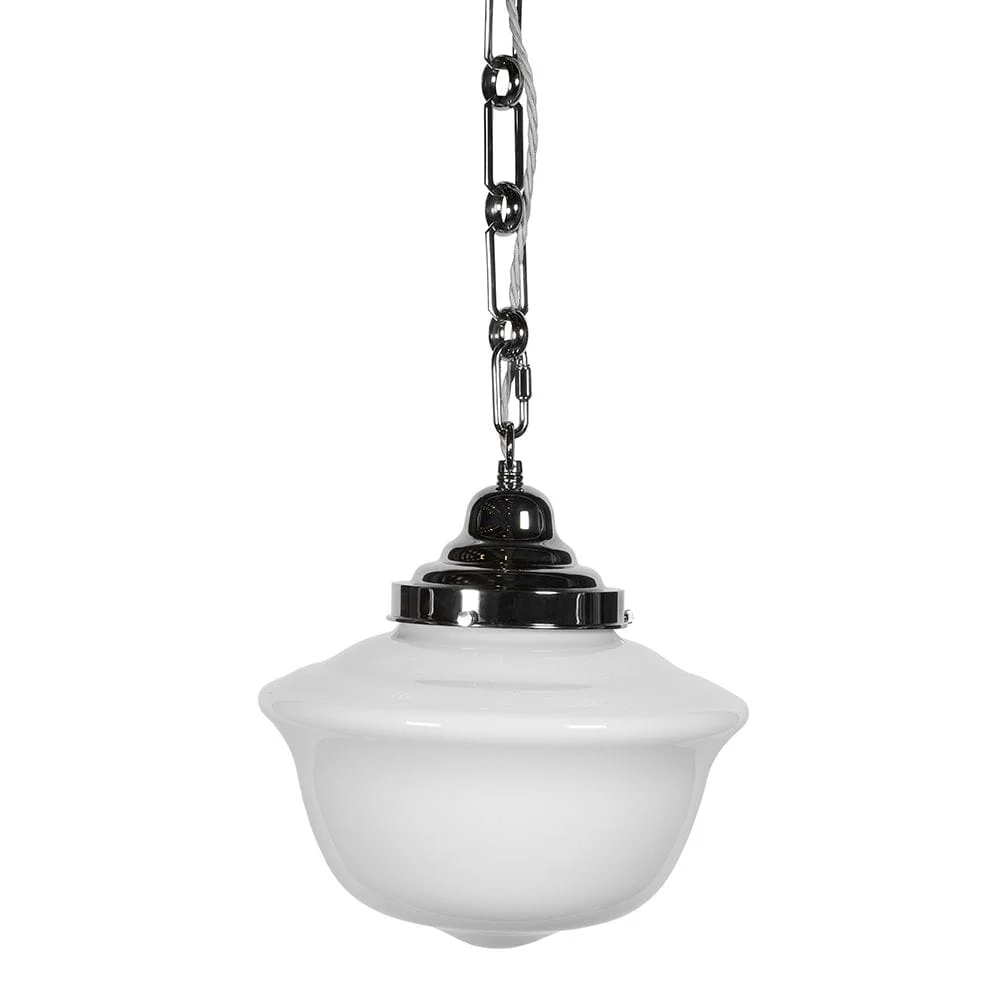 Frith Nickel Opaque Schoolhouse Stairwell Pendant Light - Image 4