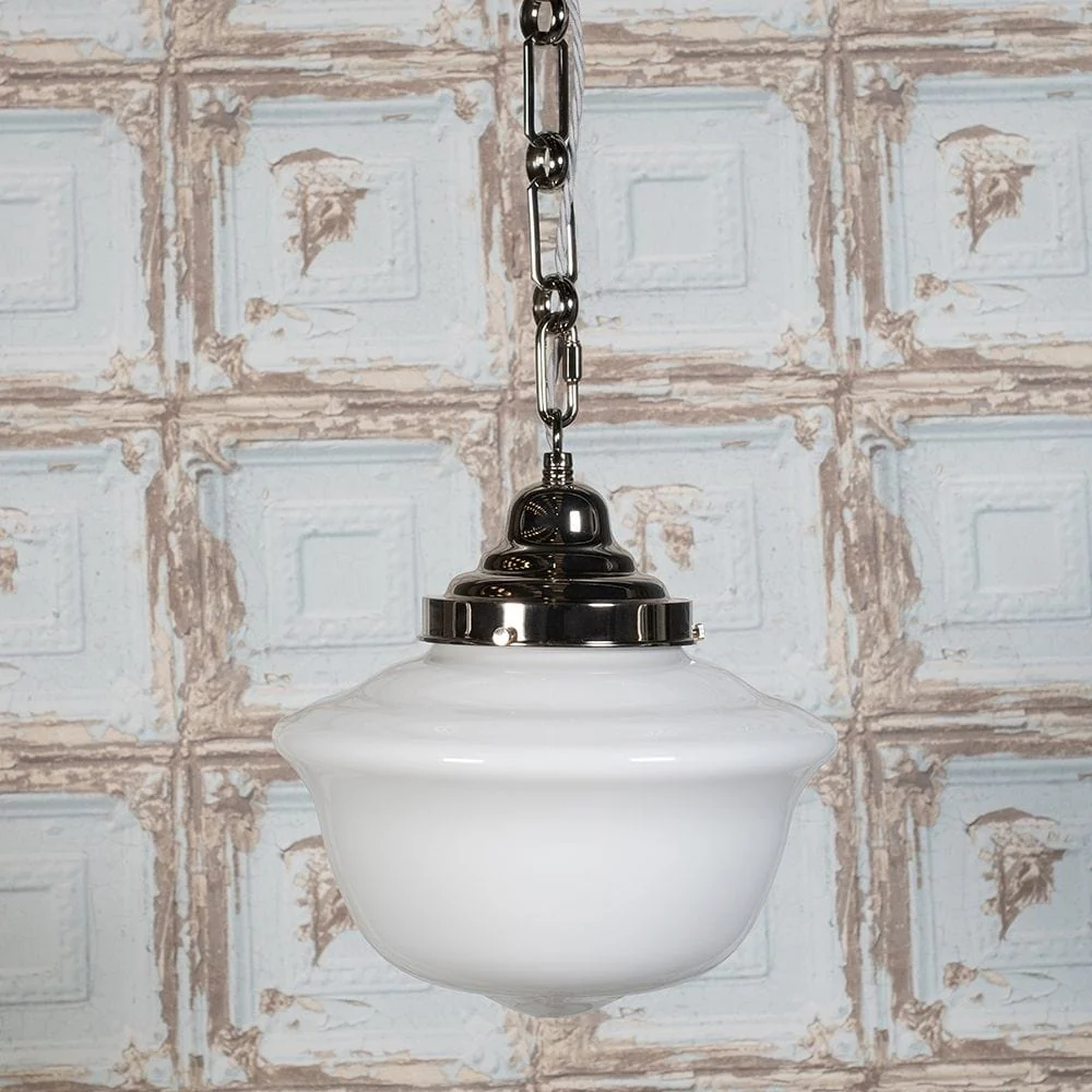 Frith Nickel Opaque Schoolhouse Stairwell Pendant Light - Image 6