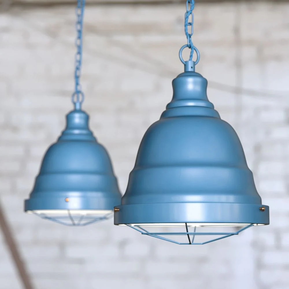 Ganton Vintage Cage Pendant Light Aston Blue - Image 2