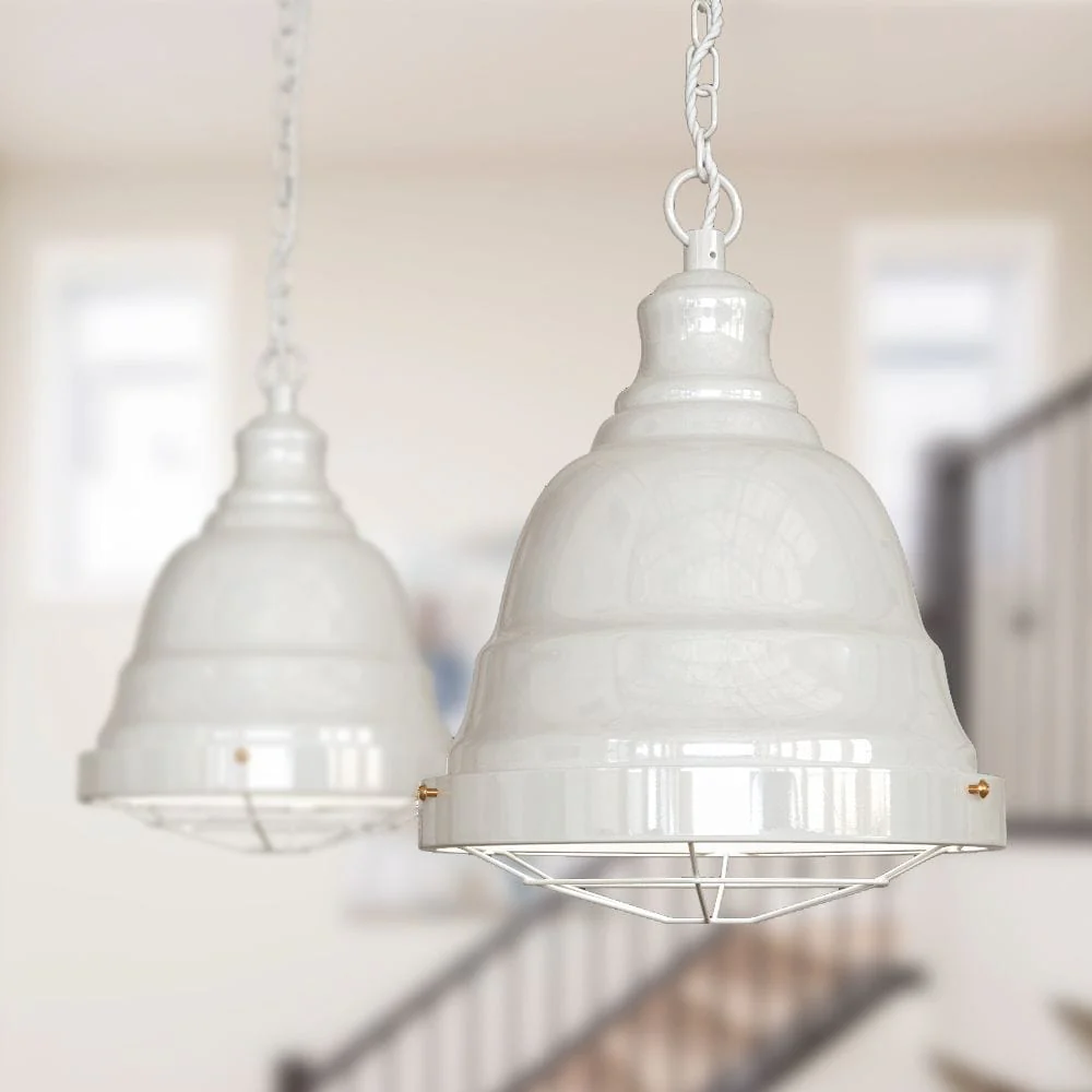Ganton Vintage Cage Pendant Light Clay White Cream - Image 2