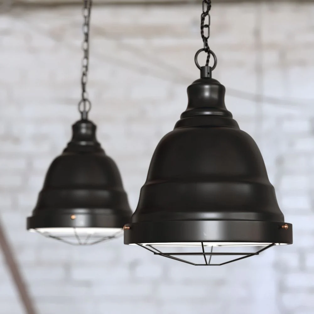 Ganton Vintage Cage Pendant Light Matt Black - Image 2