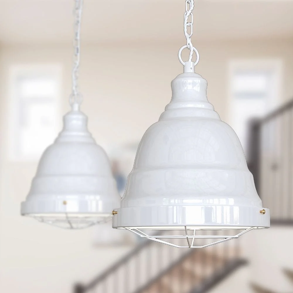 Ganton Vintage Cage Pendant Light Pure White - Image 2