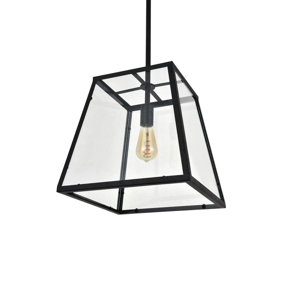 Geo Trapeze Metal and Glass Lantern Pendant Light - Image 5
