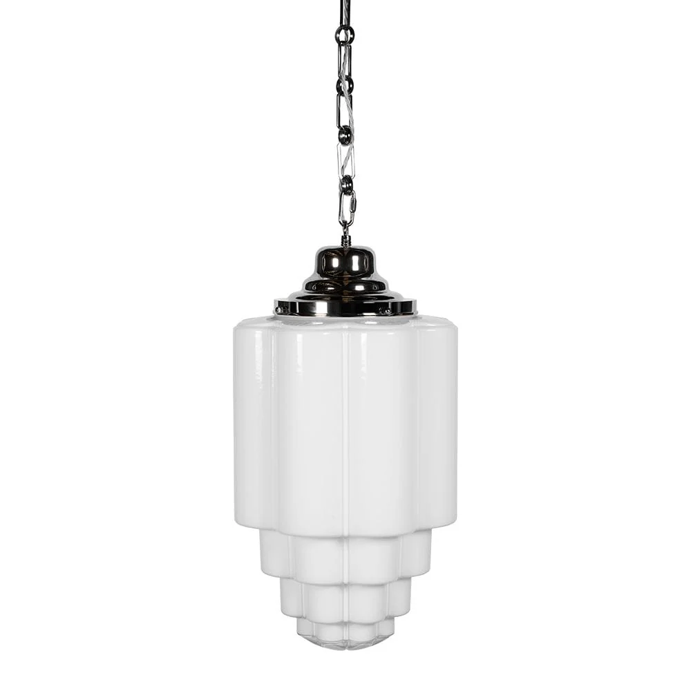 Glasshouse Nickel Art Deco Hallway Pendant Light