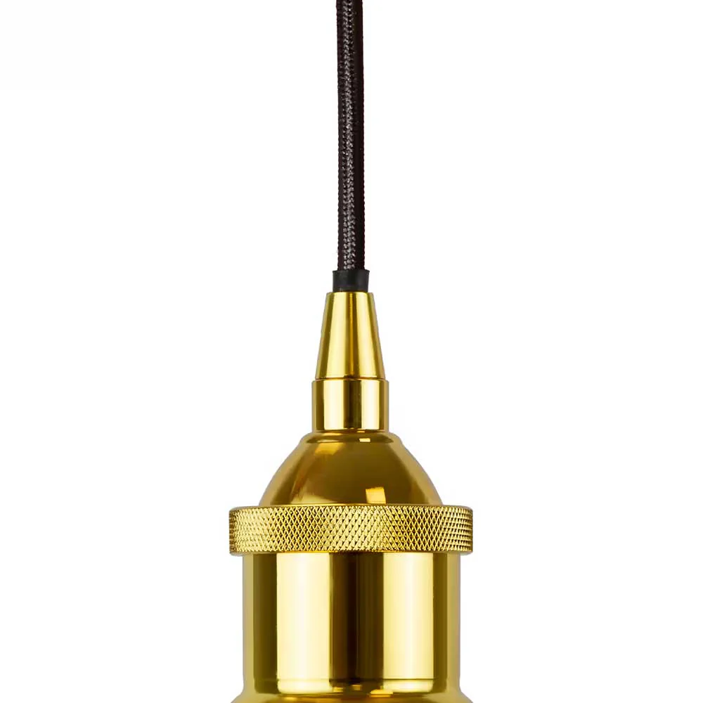 Gold Decorative Bulb Holder with Black Round Cable - Image 3