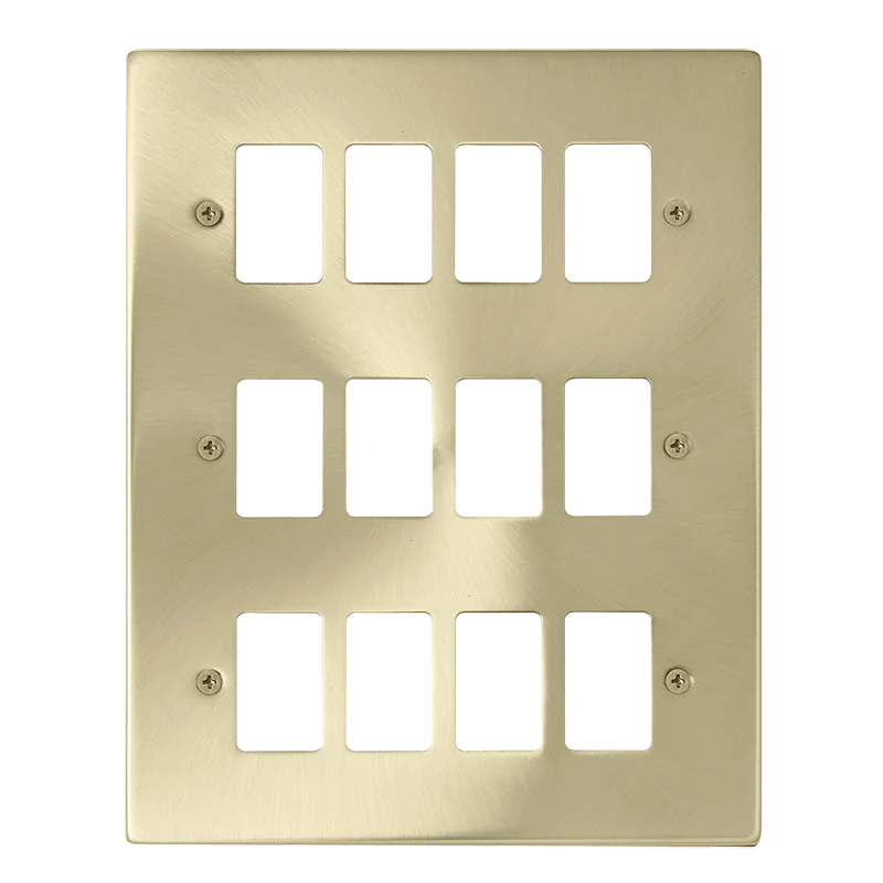 Gridpro 12 Gang Satin Brass Plate