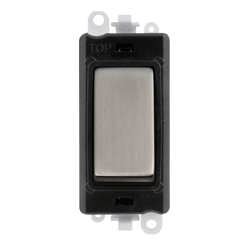 Gridpro Stainless Steel 20A 2 Way Retractive Light Switch Module - Black Trim