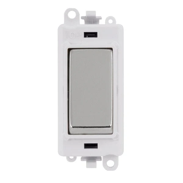 Gridpro Polished Chrome 20A 2 Way Retractive Light Switch Module - White Trim