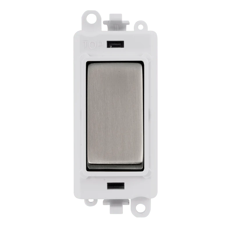 Gridpro Stainless Steel 20A 2 Way Retractive Light Switch Module - White Trim