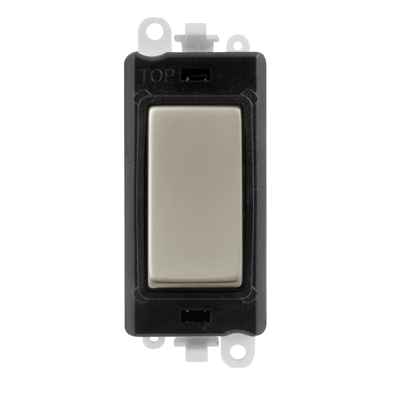Gridpro Pearl Nickel 20A 2 Way Light Switch Module - Black Trim