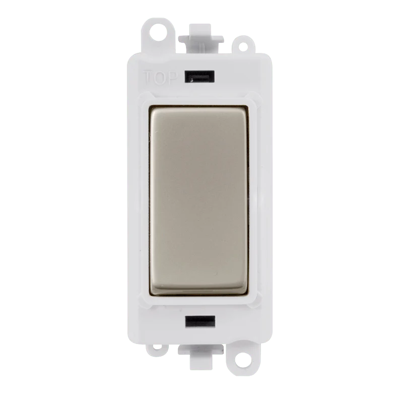 Gridpro Pearl Nickel 20A 2 Way Light Switch Module - White Trim