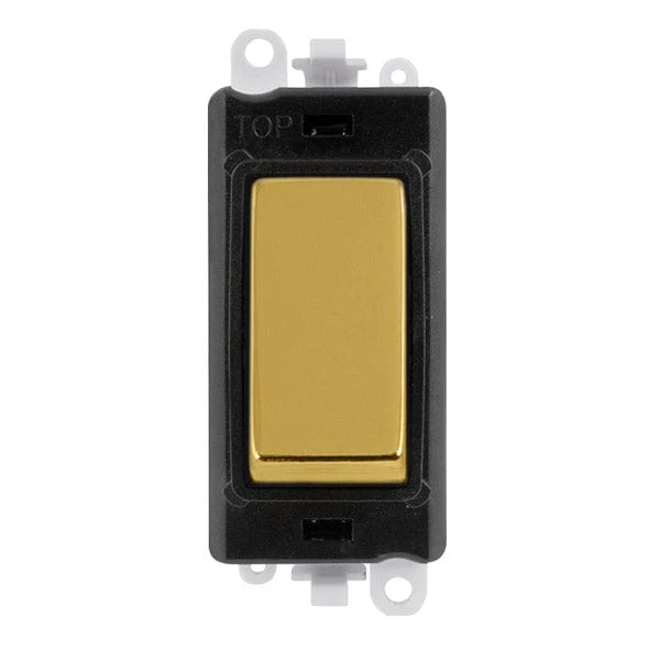 Gridpro Polished Brass 20A Dp Switch Module - Black Trim