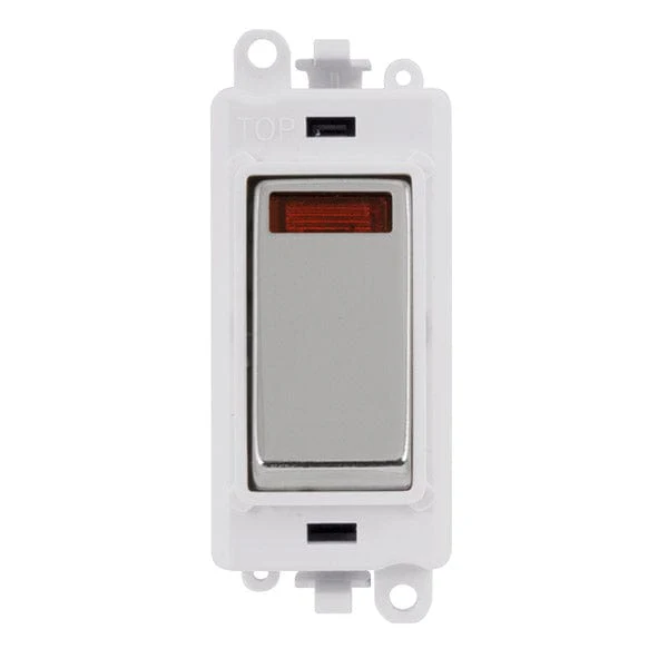 Gridpro Polished Chrome 20A Dp Switch Module + Neon - White Trim