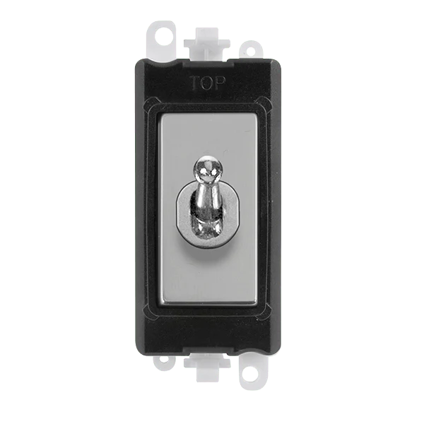 Gridpro Polished Chrome 20A Intermediate Toggle Light Switch Module - Black Trim