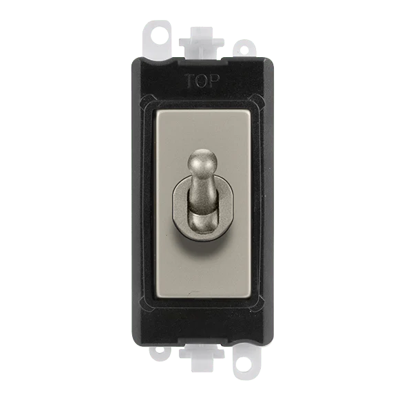 Gridpro Pearl Nickel 20A Intermediate Toggle Light Switch Module - Black Trim