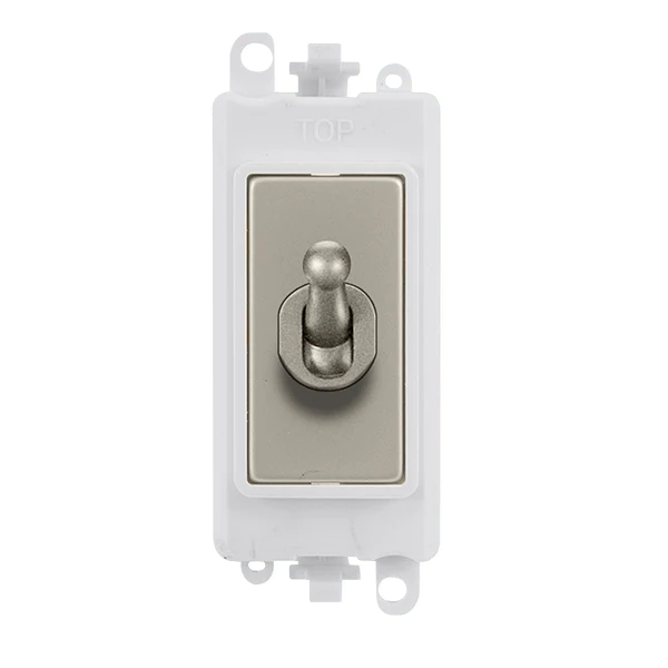 Gridpro Pearl Nickel 20A Intermediate Toggle Light Switch Module - White Trim