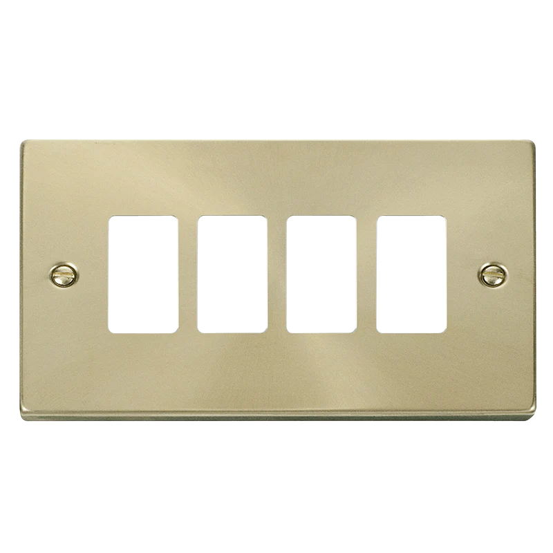 Gridpro 4 Gang Satin Brass Plate