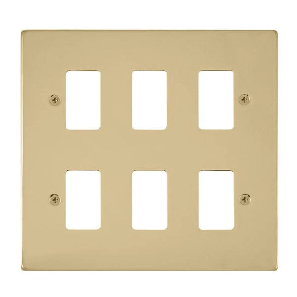 Gridpro 6 Gang Polished Brass Plate