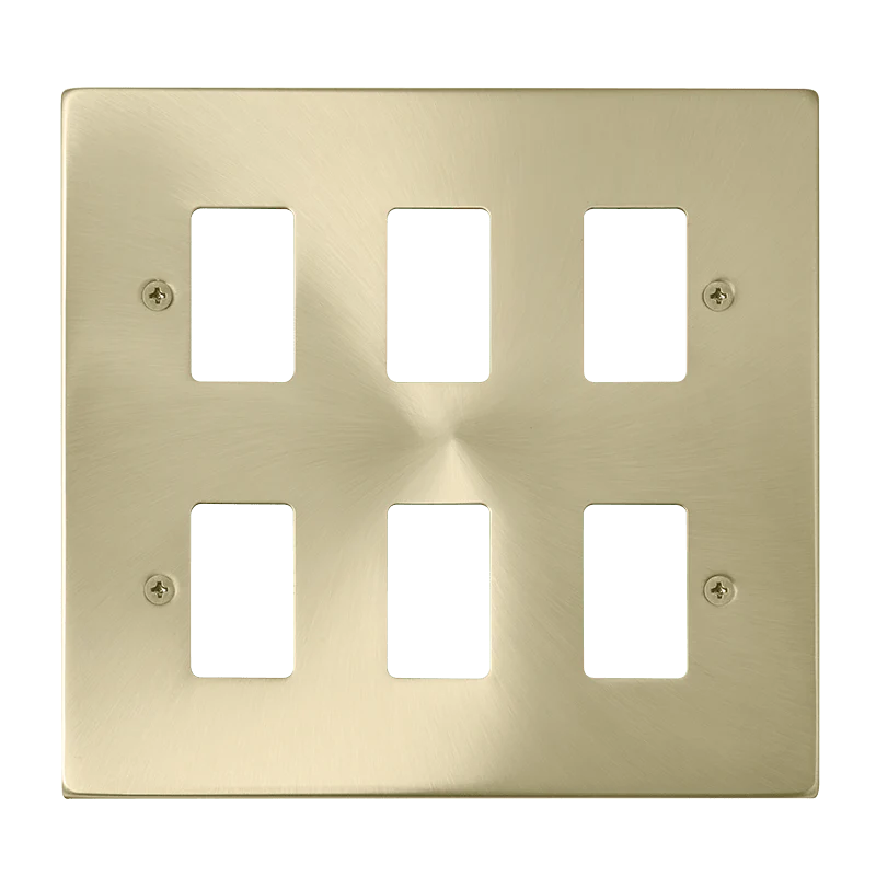 Gridpro 6 Gang Satin Brass Plate