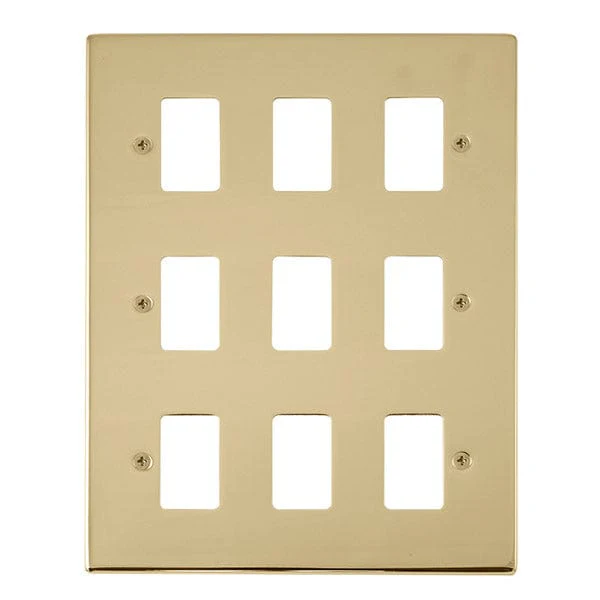 Gridpro 9 Gang Polished Brass Plate