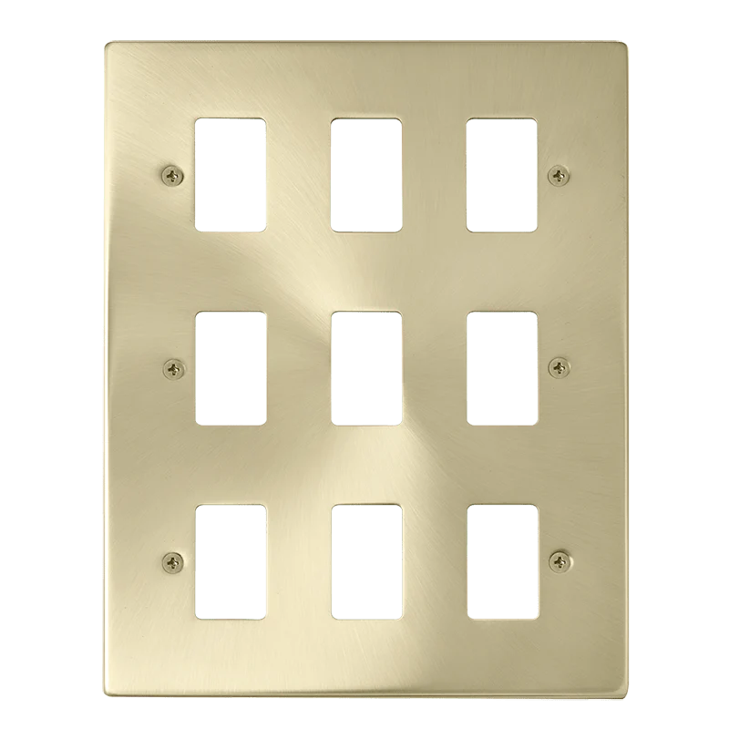 Gridpro 9 Gang Satin Brass Plate