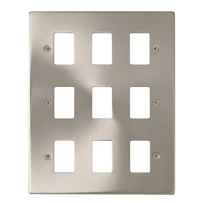 Gridpro 9 Gang Satin Chrome Plate