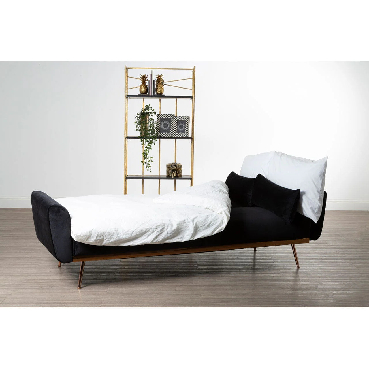 Hatton Black Velvet Sofa Bed - Image 3
