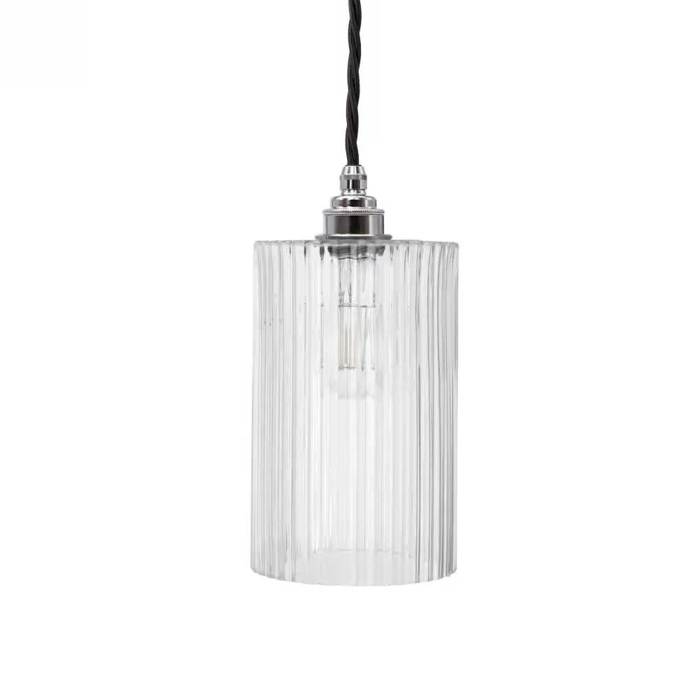 Henley Cylinde Glass Pendant Light - Nickel