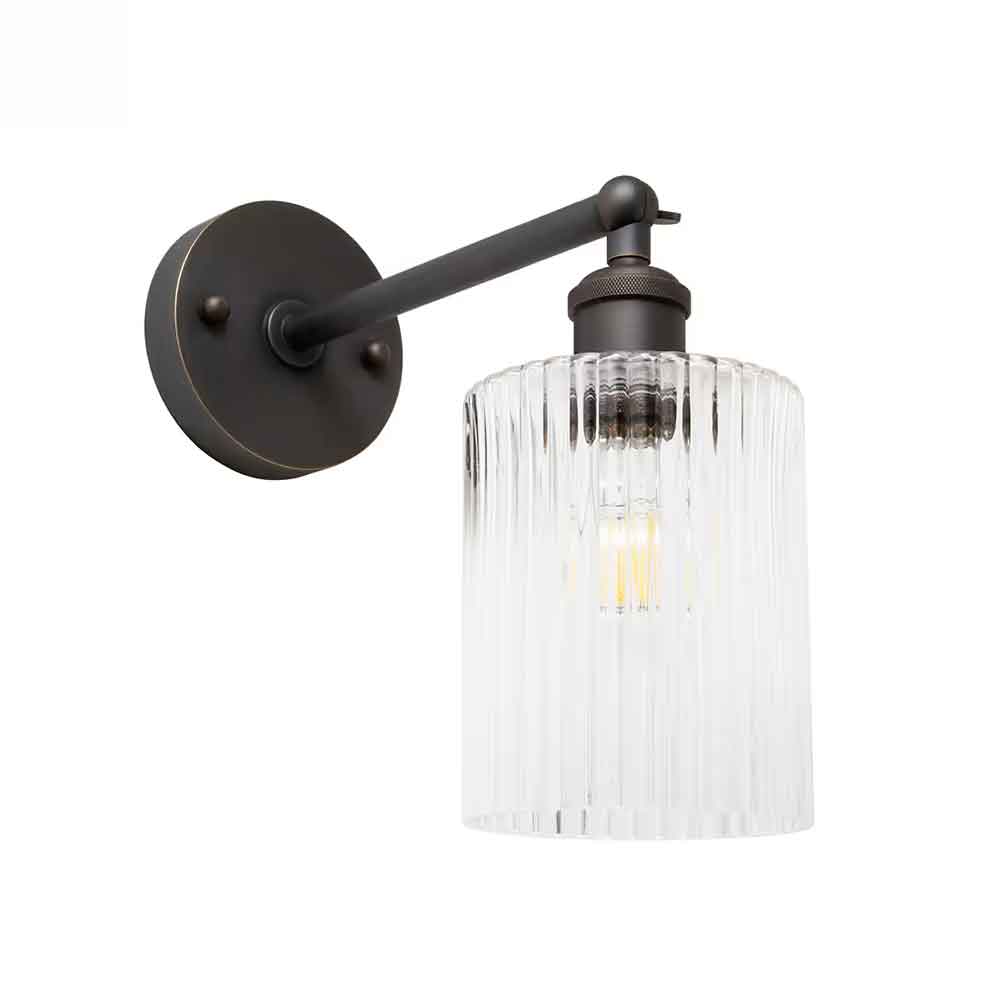 Henley Cylinde Petite Ribbed Glass Wall Light - Bronze - Image 2