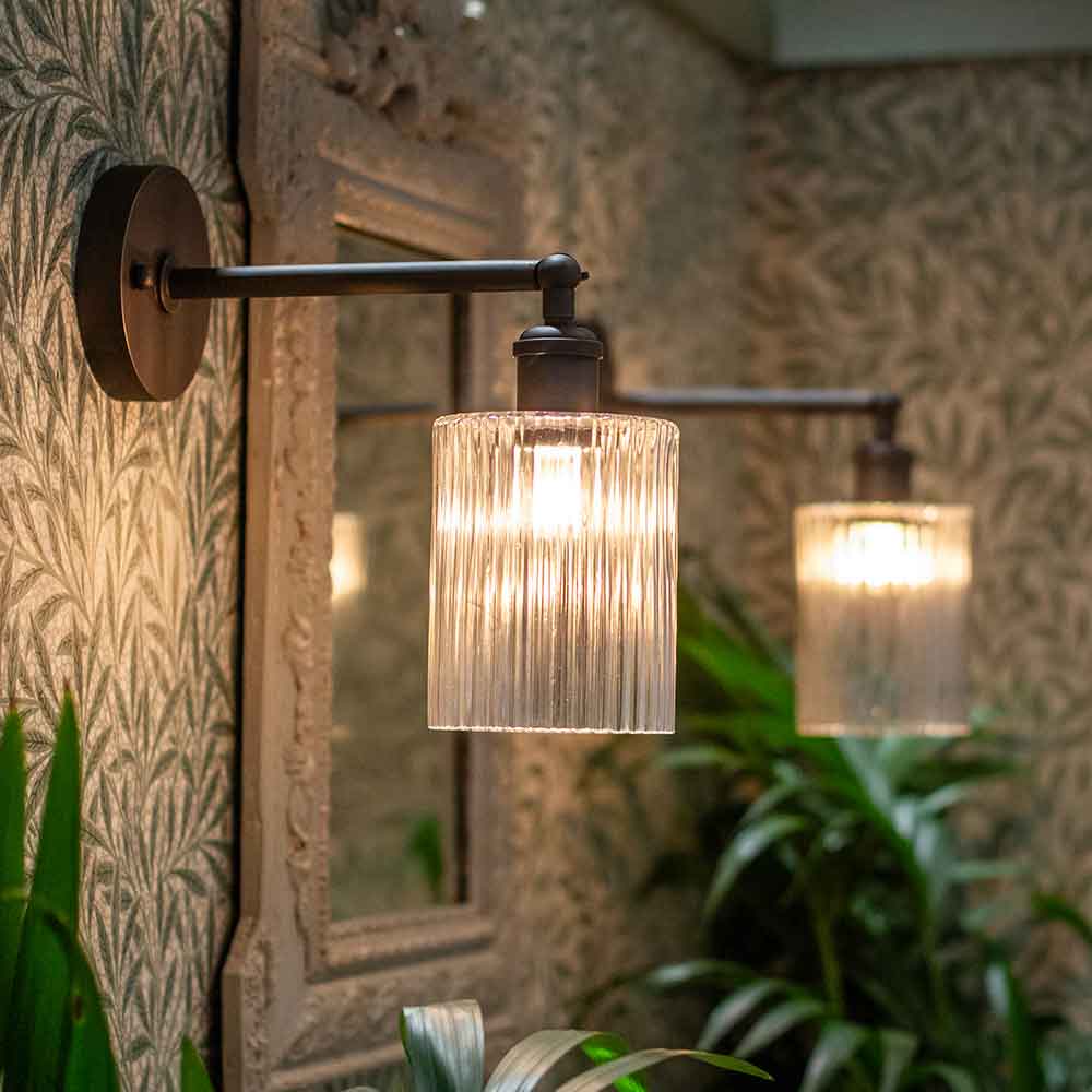 Henley Cylinde Petite Ribbed Glass Wall Light - Bronze - Image 4