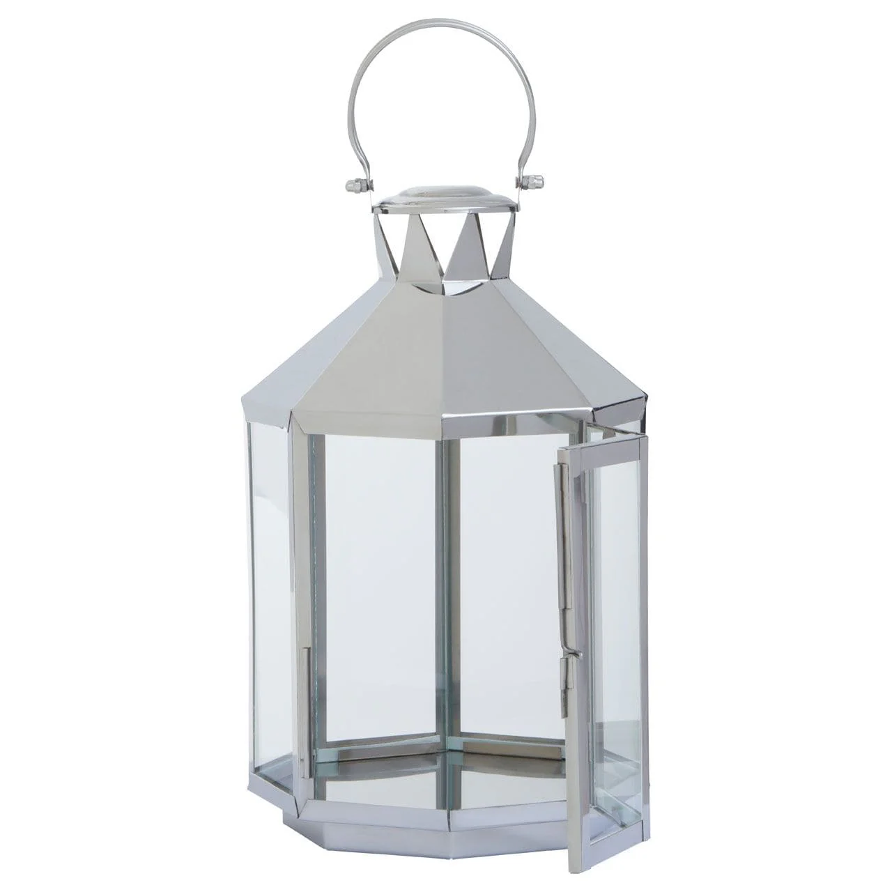London Large Silver Steel Lantern