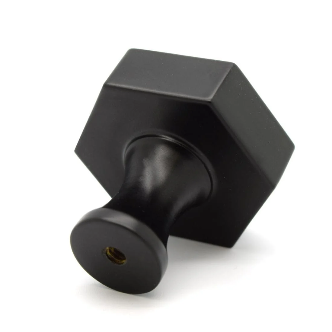 Hexagon Brass Cupboard Door Knob Handle - Black - Image 4